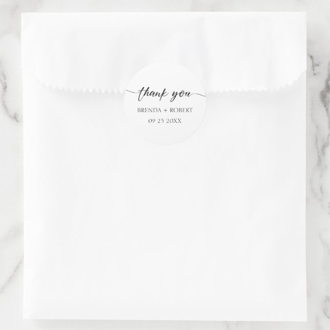 Calligraphie Noire Sur Sticker En Merci Blanc (Sac)