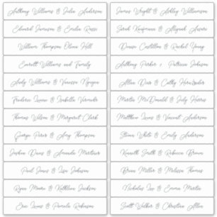 Calligraphie Noms des invités Étiquette Blanc