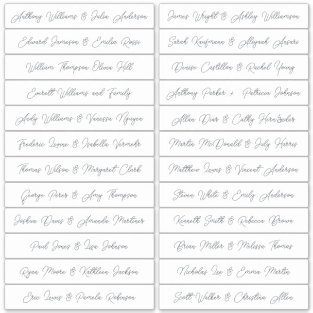 Calligraphie Noms des invités Étiquette Blanc (Devant)