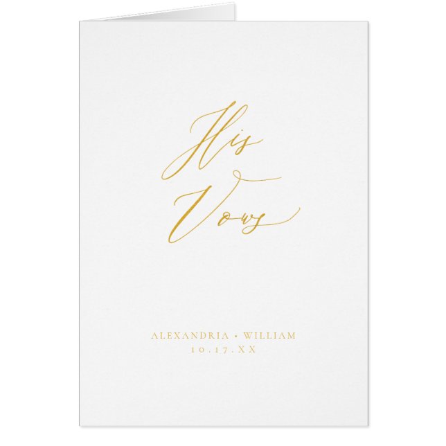 Calligraphie Or Moderne Mariage Vow Card Réserver (Devant)
