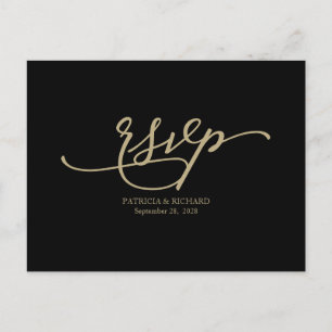 Calligraphie Or Noir Mariage RSVP carte postale