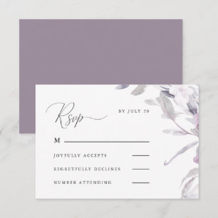 Calligraphie pourpre poussiéreuse et Rsvp floral