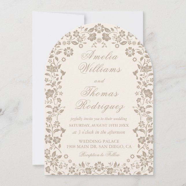 Calligraphie romantique Mariage Invitation neutre (Devant)