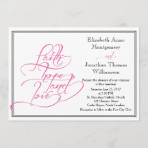 Calligraphie rose Faire-part de mariage chrétienne