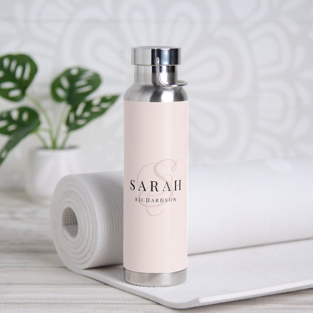 Calligraphie rose Nom personnalisé Bouteille d'eau (Yoga)