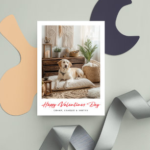 Calligraphie rouge Valentines Jour Chien 2 Carte p