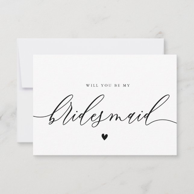 calligraphie script bridesmaid carte de propositio (Devant)