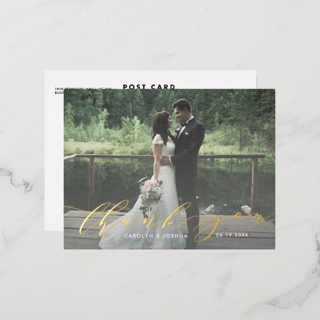 Calligraphie Script Photo Merci carte postale (Recto/Verso)