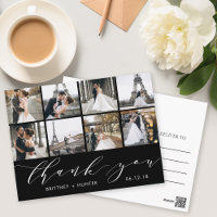 Calligraphie Script photo Merci noir carte postale