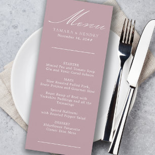 Calligraphie simple Dusty Rose Menu Mariage