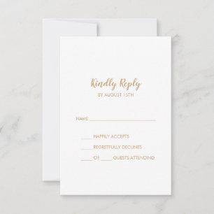 Calligraphie simple Gold Simple Wedding Carte RSVP