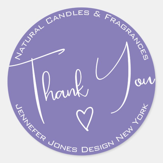 Calligraphie simple Lilac Lavender Merci Étiquette (Devant)