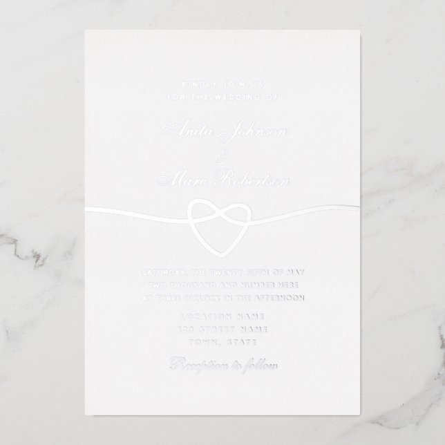 Calligraphie simple Mariage argenté Invitation Foi (Recto)