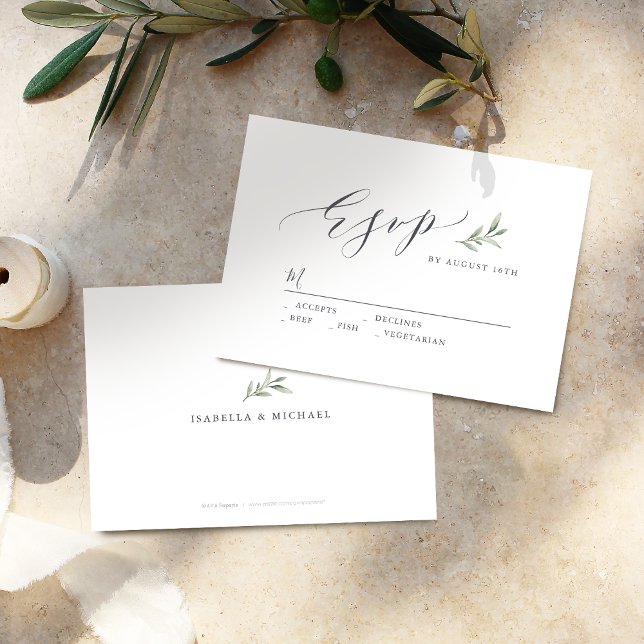 Calligraphie simple mariage rustique verdure RSVP (Simple calligraphy rustic greenery wedding RSVP)