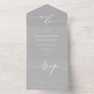 Calligraphie Simple Wedding grau All In One Einladung