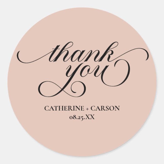 Calligraphie Stickers Merci Mariage de beige (Devant)