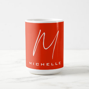 Calligraphie Stilvolles, rot-weißes Monogramm Ihr  Kaffeetasse