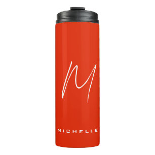 Calligraphie Stilvolles, rot-weißes Monogramm Ihr  Thermosbecher