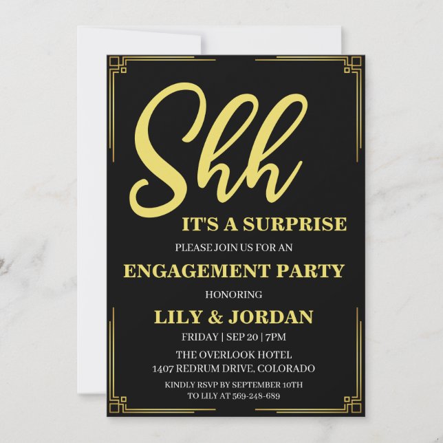 Calligraphie Surprise Engagement Party Invitation (Devant)