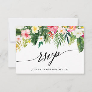 Calligraphie Tropical Floral Wedding Carte RSVP