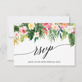 Calligraphie Tropical Floral Wedding Carte RSVP