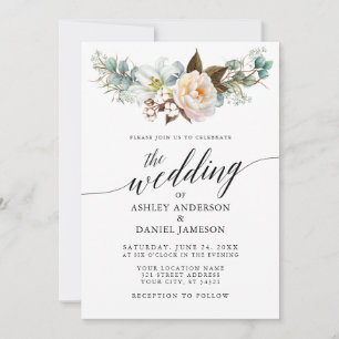 Calligraphie Watercolor Botanische Blumenhochzeit Einladung