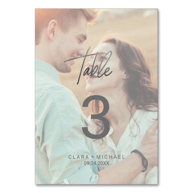 Calligraphie Whimsical Silver Numéro de la table p (Par défaut)