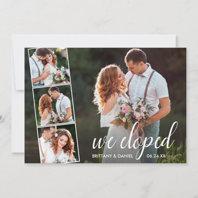 Calligraphie Wir haben 4 Foto Hochzeit geweiht Ankündigung (Vorderseite)