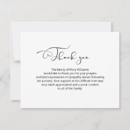 Calligraphische Beerdigung Vielen Dank Note Card Dankeskarte