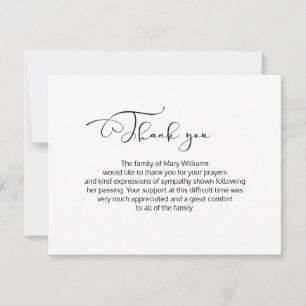 Calligraphische Beerdigung Vielen Dank Note Card Dankeskarte