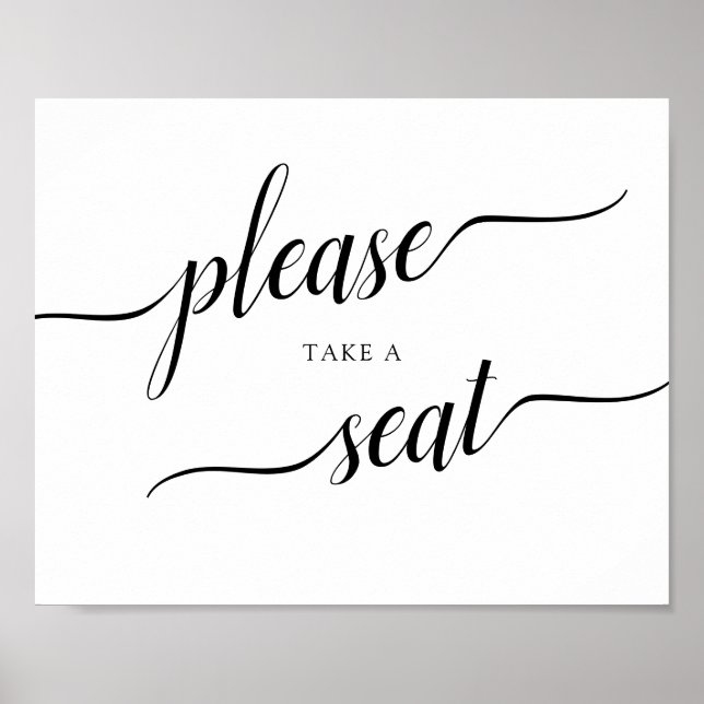 Calligraphische Hochzeit "Bitte nehmen Sie Platz"  Poster (Vorne)