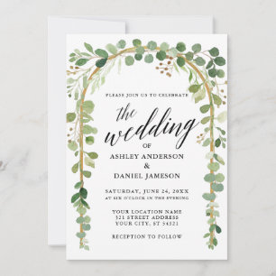 Calligraphische Hochzeit des Botanischen Goldenen  Einladung