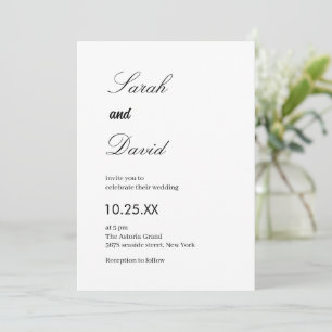 Calligraphische Skript trendy Schwarz-Weiß-Hochzei Einladung