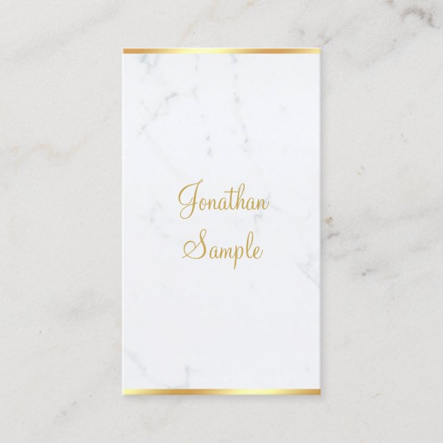 Calligraphisches Skript Elegant Marble Gold Modern Visitenkarte (Vorderseite)