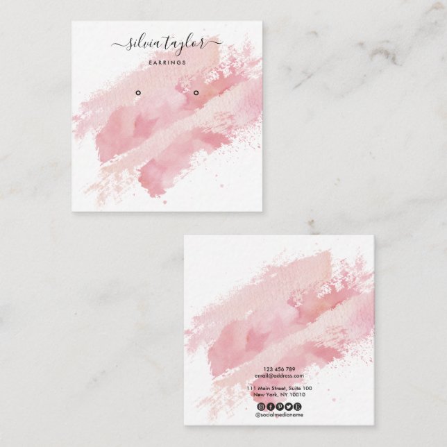 Calligraphy Abstrakt Earring-Logo Quadratische Visitenkarte (Vorne/Hinten)