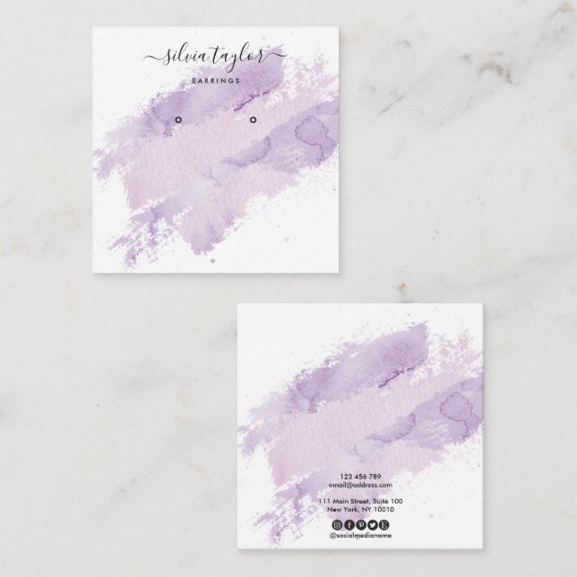 Calligraphy Abstrakt Earring-Logo Quadratische Visitenkarte (Vorne/Hinten)