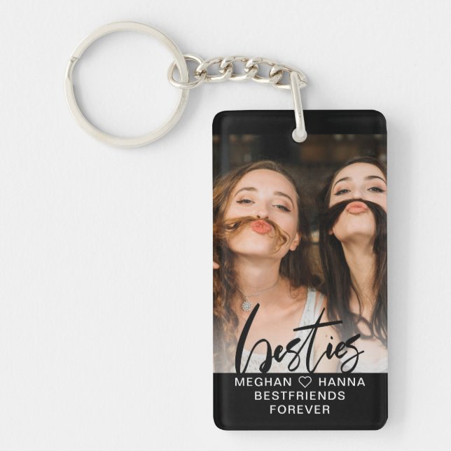 Calligraphy Besties minimales Overlay-Foto Schlüsselanhänger (Vorderseite)