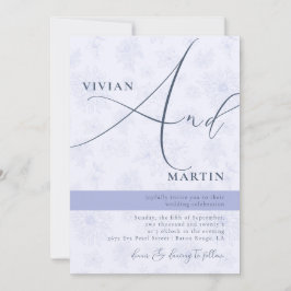 Calligraphy Big Bold "Und" Dusty Blue Wedding Einladung