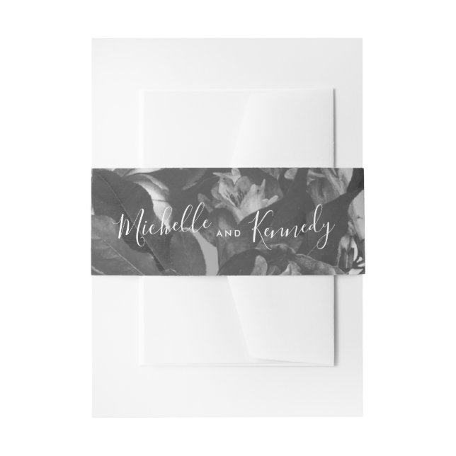 Calligraphy Black Antique Bouquet Wedding Einladungsbanderole (Vorderseite Beispiel)