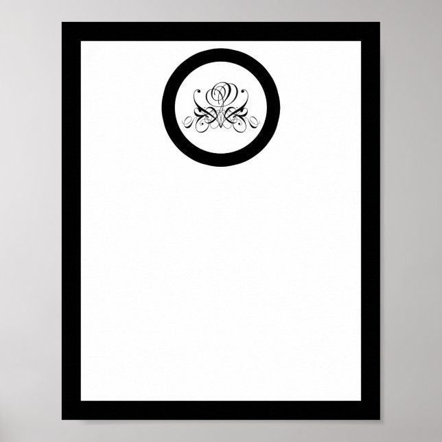 Calligraphy Black Rose Wedding Poster (Vorne)