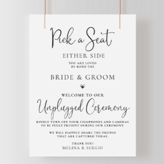 Calligraphy Black Wedding Unplugged Zeremonie Poster