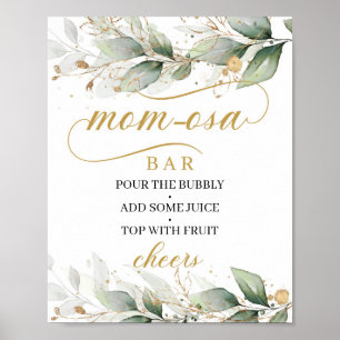 Calligraphy boho eucalyptus gold Mom-osa-Bar Poster