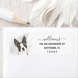 Calligraphy Boston Terrier Rücksendeadresse