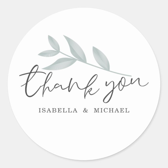 Calligraphy Botanical Wedding Vielen Dank Runder Aufkleber (Vorderseite)