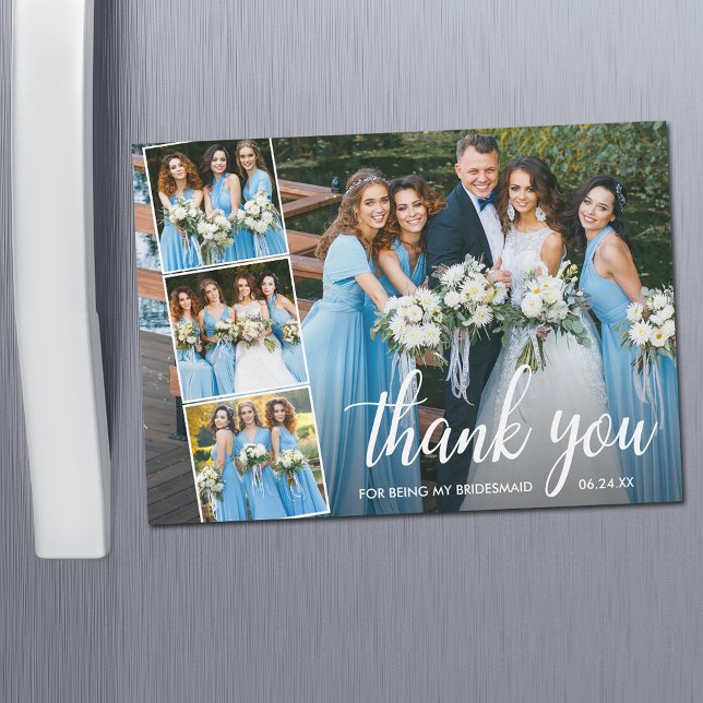 Calligraphy Bridesmaid Danke Magnet Card (Von Creator hochgeladen)