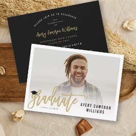 Calligraphy Brush Script Foto Graduation Party Einladung