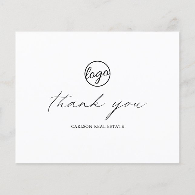 Calligraphy Budget Business Logo Danke Karte (Vorderseite)