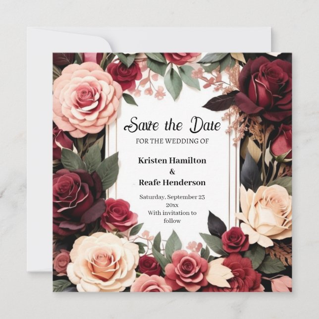 Calligraphy Burgundy Beauty Save The Date (Vorderseite)