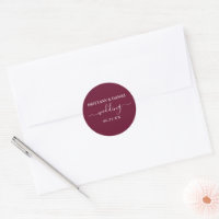Calligraphy Burgundy Wedding Umschlag Aufklebers