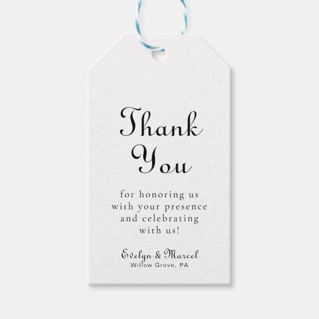 Calligraphy Classic Minimalistisch Wedding Vielen  Geschenkanhänger (Vorderseite)